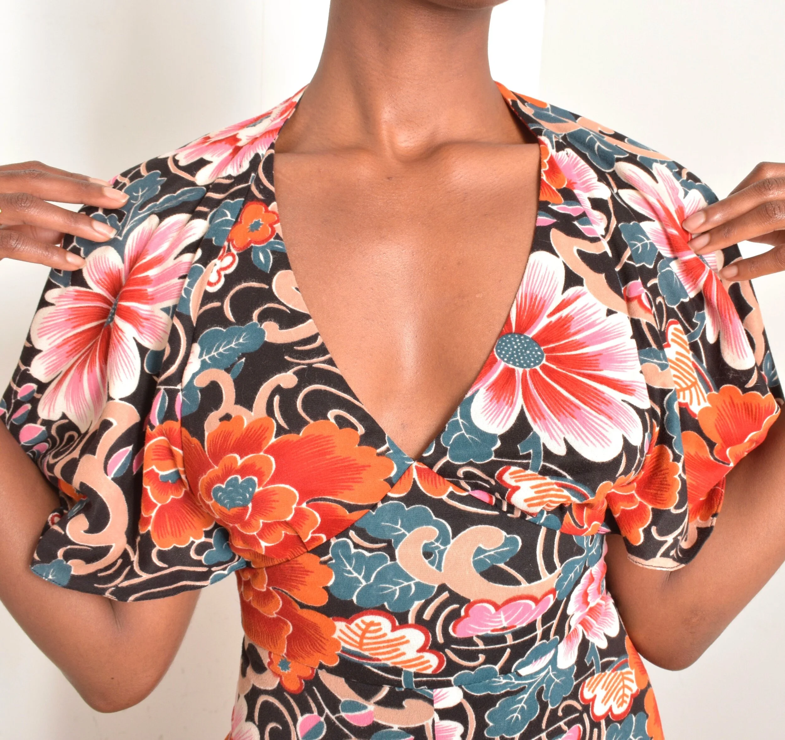 70s Young Edwardian Backless Caped Dress-small — La Poubelle Vintage